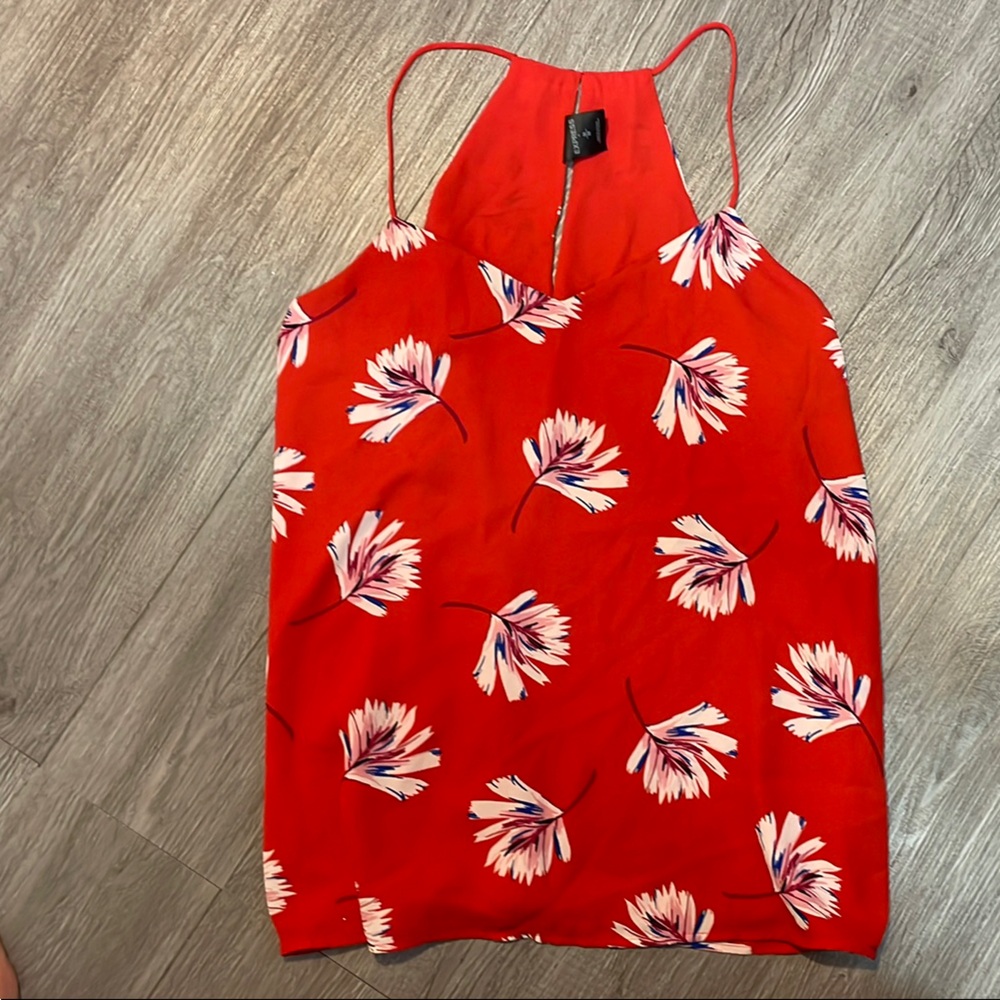 Express Red Floral Camisole Tank Top